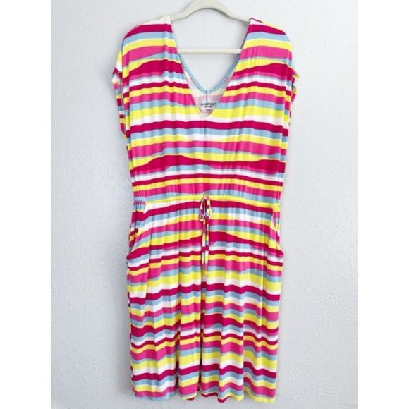 Torrid striped supersoft mini dolman sleeve dress waist tie coverup 2 2XL - Picture 2 of 11